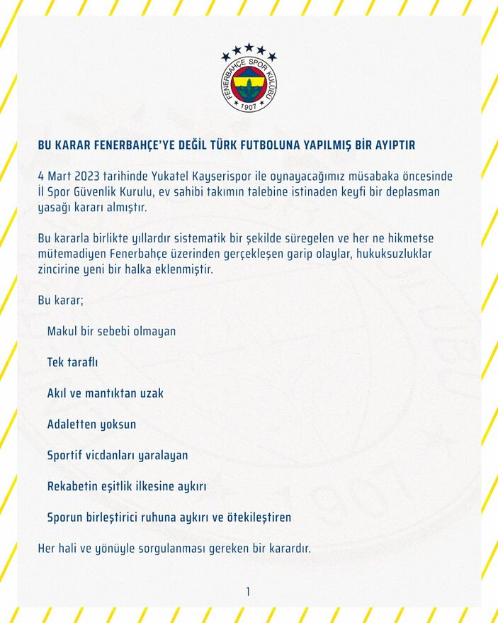 Fenerbahçe: Türk futboluna yaptığı bir tahribattır