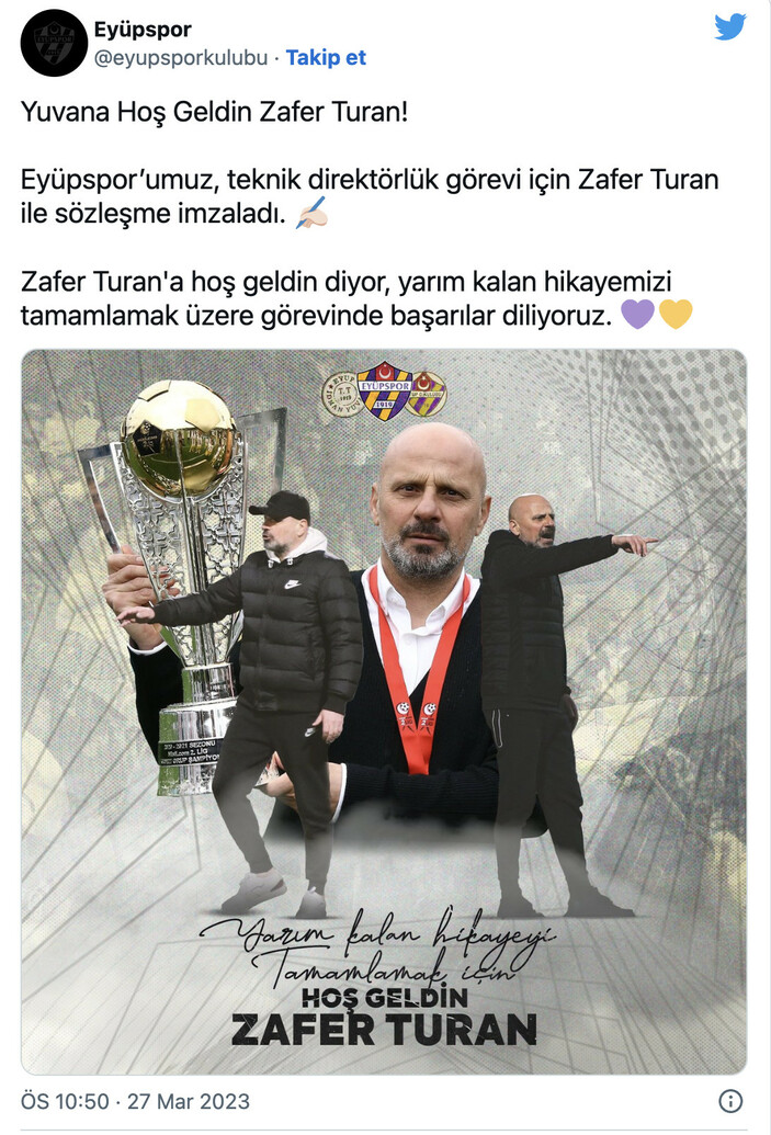 Eyüpspor'un yeni teknik direktörü Zafer Turan oldu