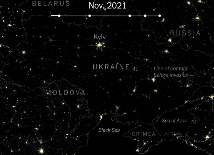 Uydular havadan görüntüledi!  Rusya, Ukrayna'yı karalığa gömdü