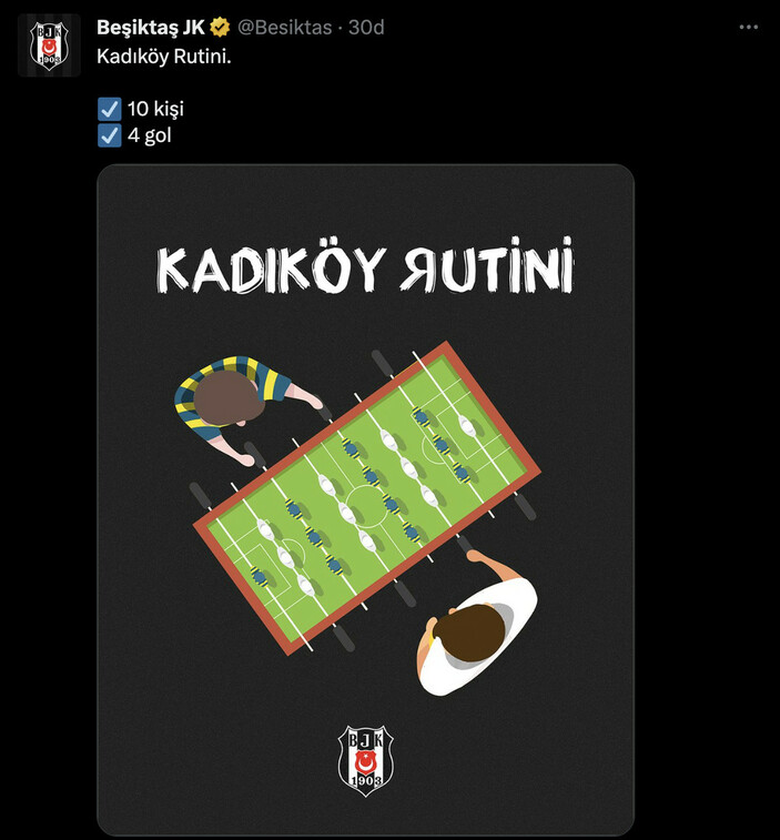 Beşiktaş'tan Fenerbahçe galibiyeti Feyyaz Yiğit'li gönderme sonrası